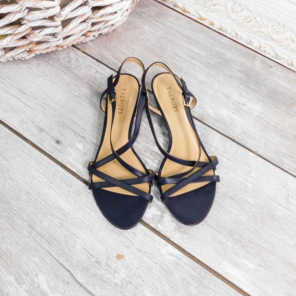 Talbots Shoes - NEW-TALBOTS WMN 9.5 BLACK STRAPPY WEDGE SANDALS